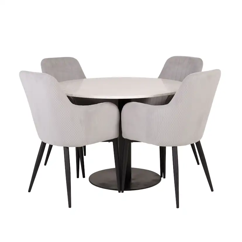 Matgrupp Venture Home Roxanna Vit Bord med 4 Corina Stolar
