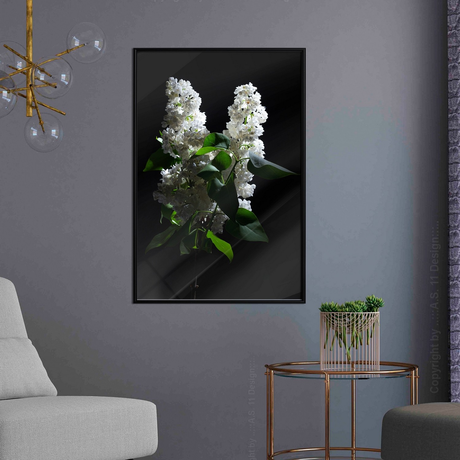 Affisch - Lilacs at Night [Poster] 20x30 Svart ram, 20x30 cm