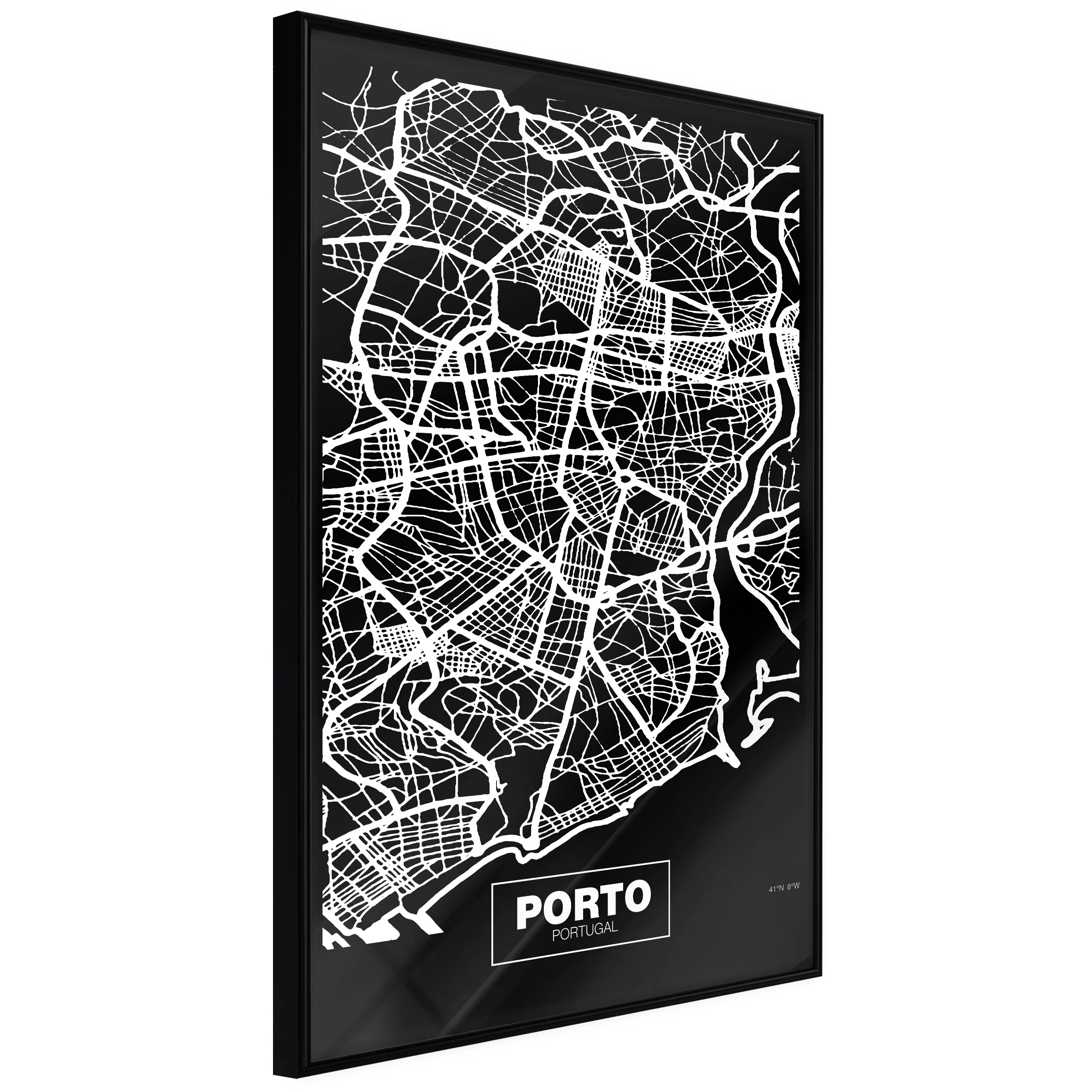 Poster Artgeist Affisch Negative Map Porto