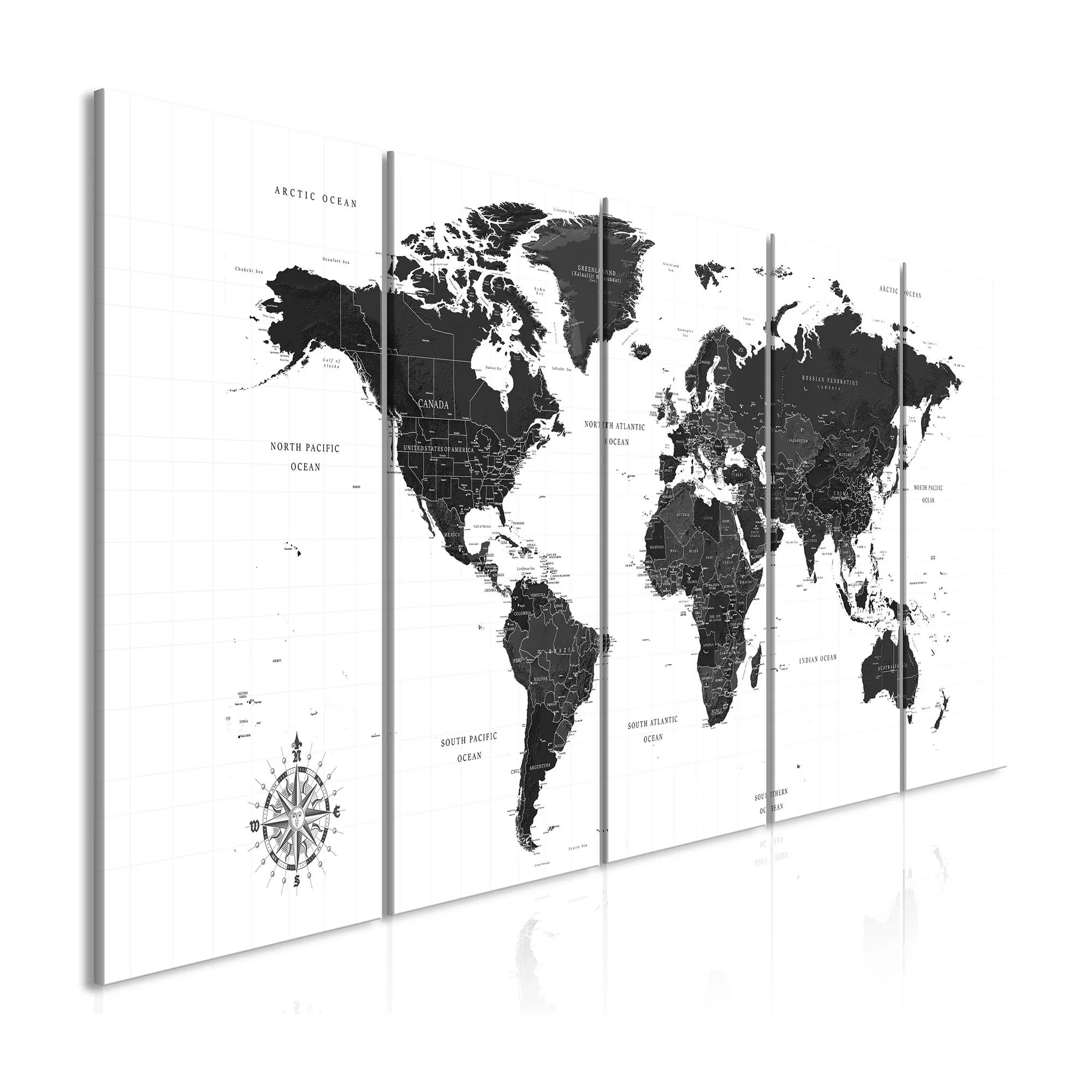 Tavla Arkiio Black and White Map 5 delar