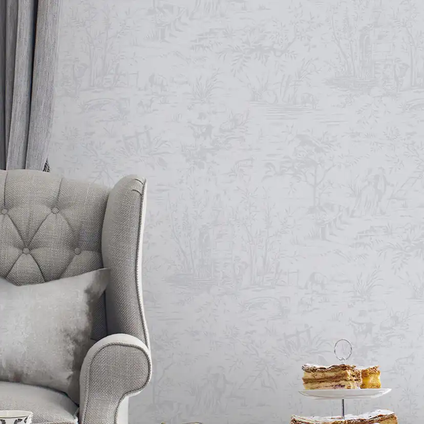 Tapet Laura Ashley Toile De Jouy Sugaröd Grå 118495