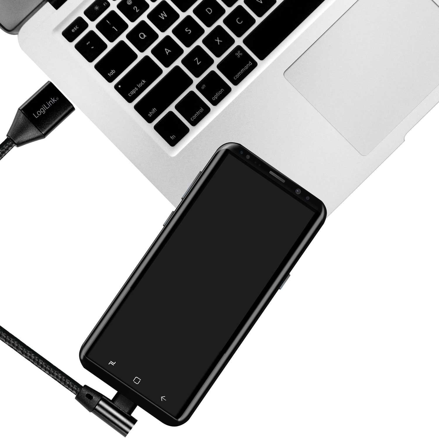 Vinklad USB-C-kabel LogiLink USB 2.0 Max 15W 0,3 m