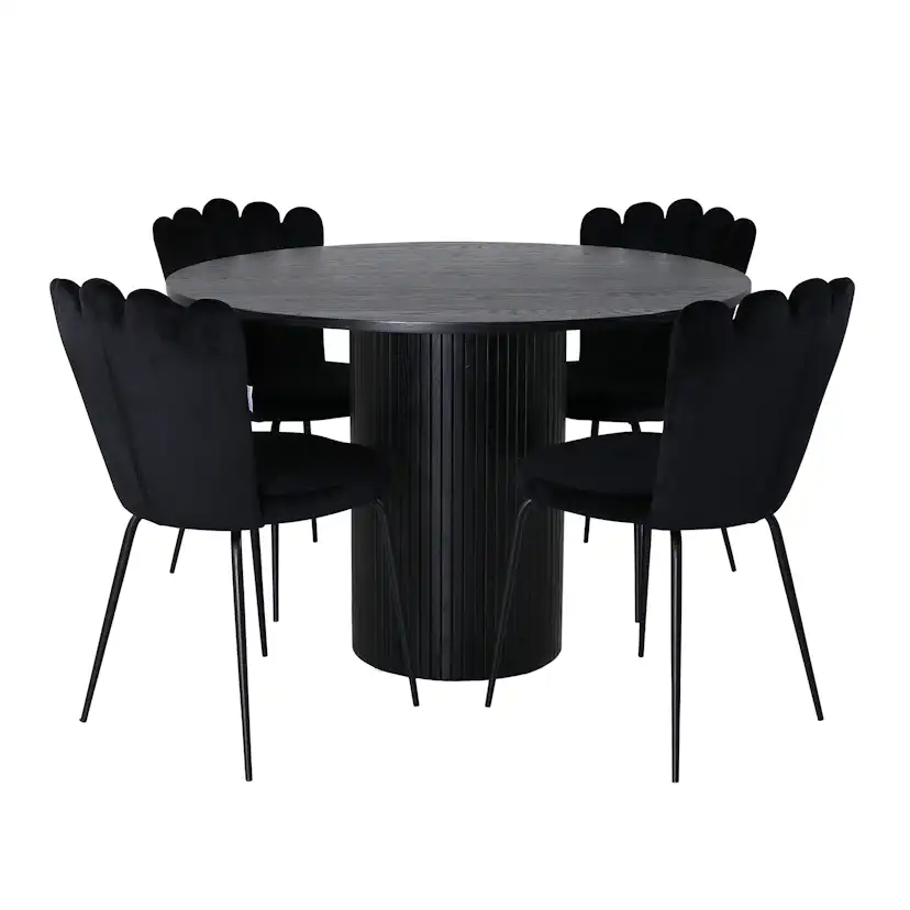 Matgrupp Venture Home Bianca Rund med 4 Limhamn Light Stolar