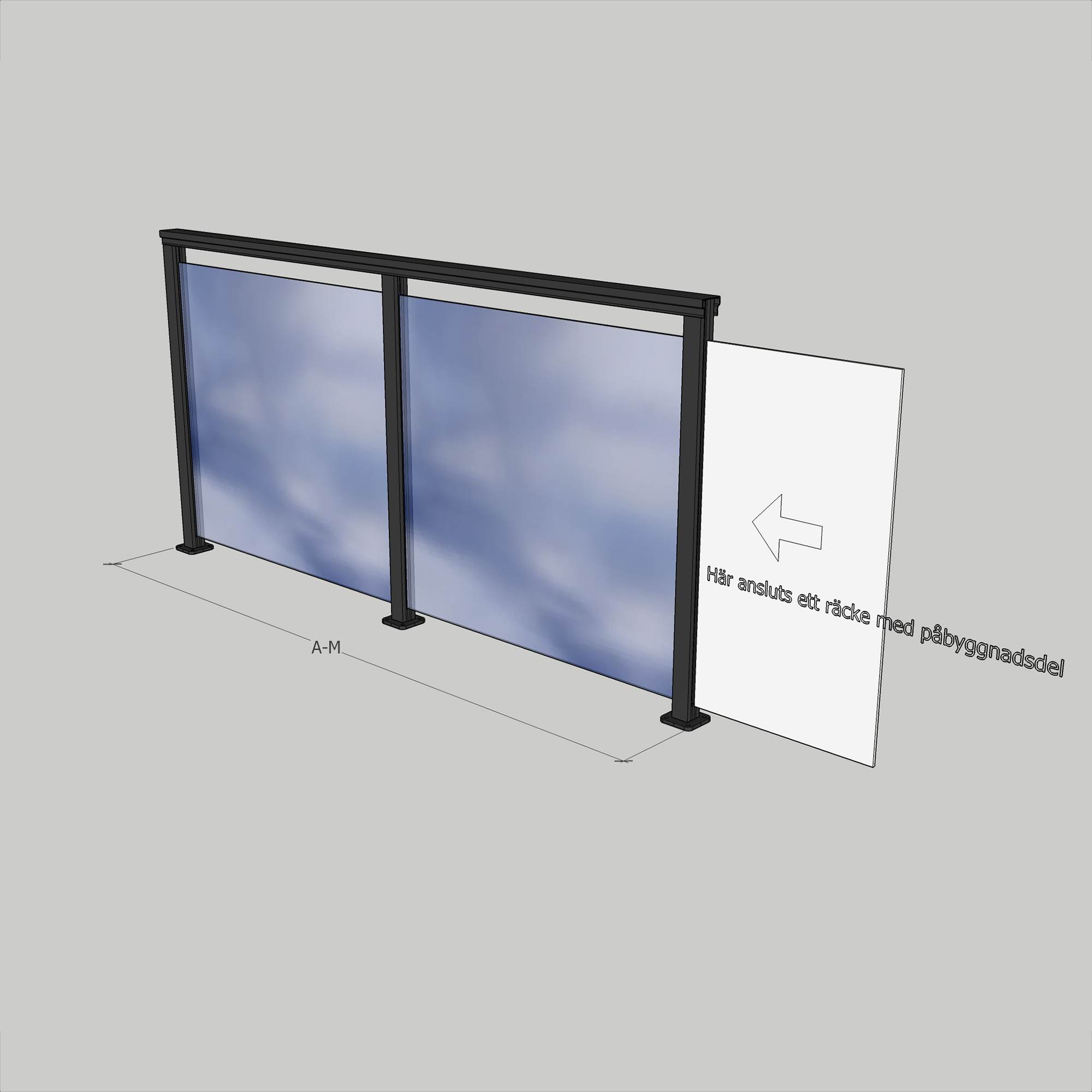 Alu. Vit Ovanpå 1300 mm A-M 1300x1100 mm Vit