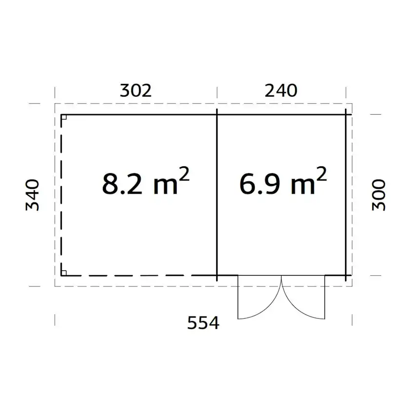 Ella 6,9+8,2 m2 Obehandlad