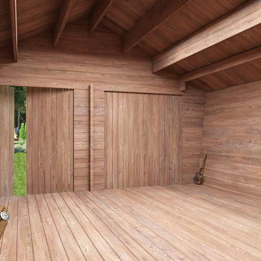 Timmerlada LP Garden U16 16 m² Förråd med Täta Väggar i Obehandlat Trä