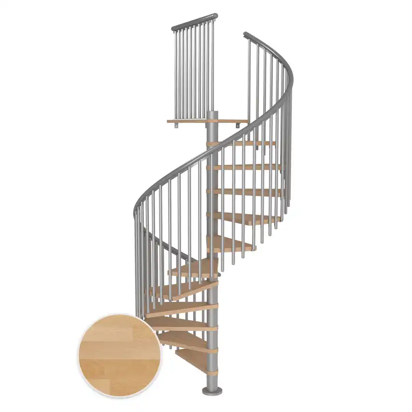 MONTREAL spiral bok oljad pearl grey CLASSIC5 12T Ø160 Pearl Grey, Golv till golv höjd: 2700-3090 mm, 12+1 steg
