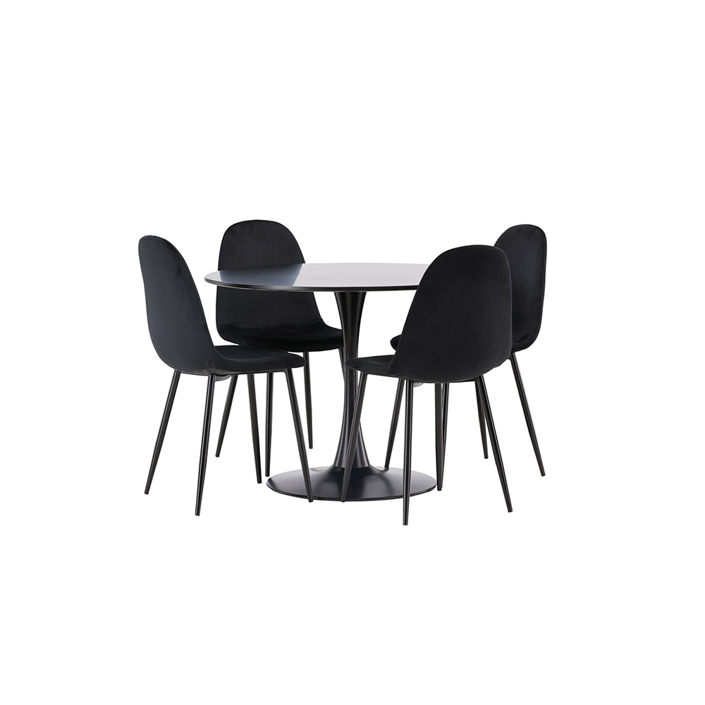 Matgrupp Venture Home Glade Ø 100 cm med 4 Polar Stolar Sammet