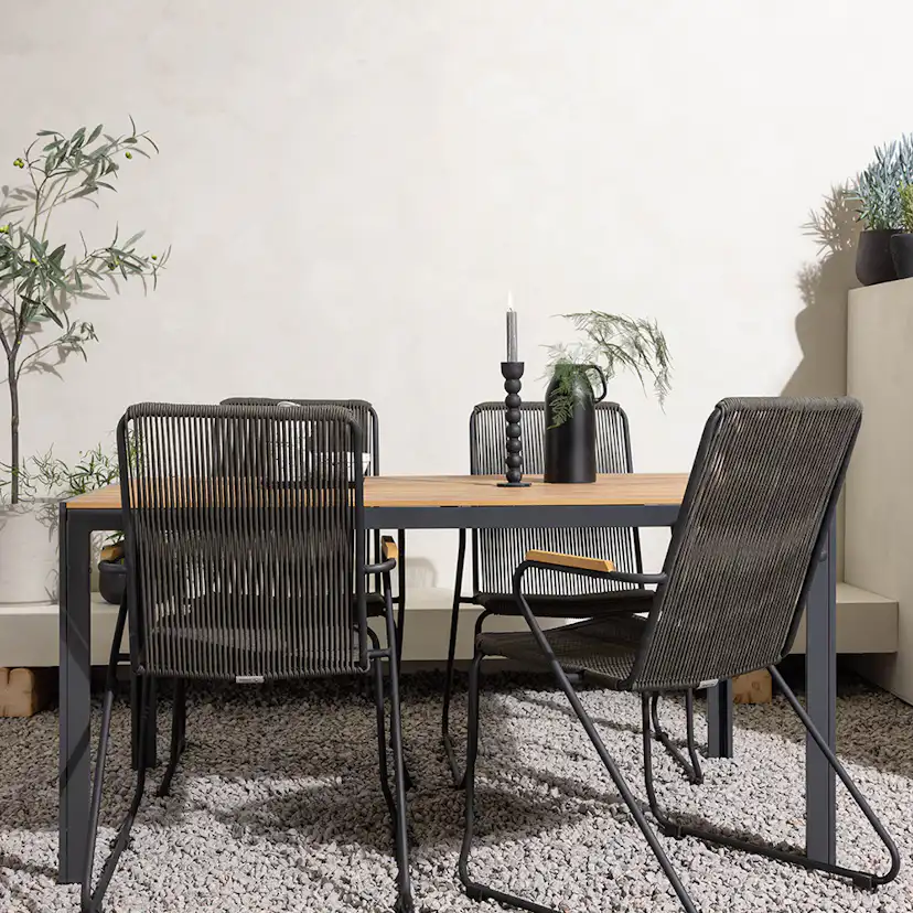 Break Diningtable Alumnium - Black / Nature Rectangular 90*1 Svart