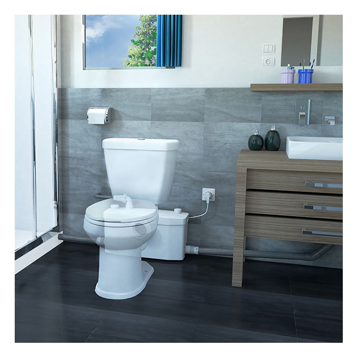 Pumpstation Saniflo Sanipro Up För WC, Tvättställ och Dusch