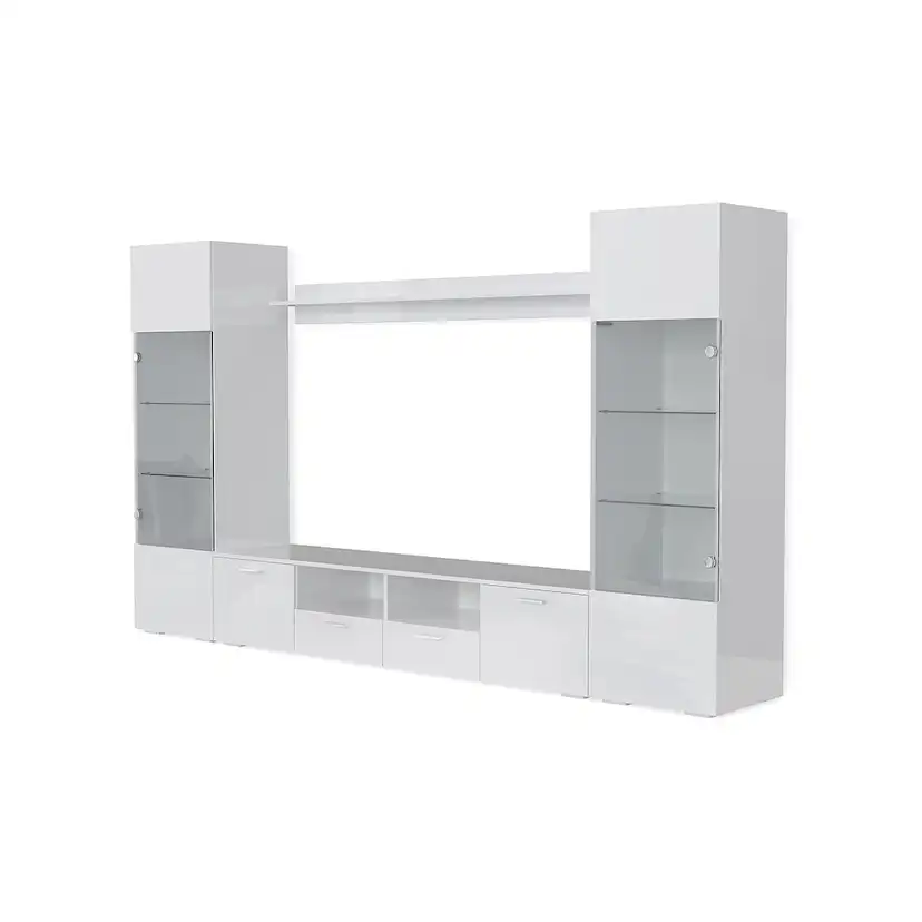 TV-Möbelset In Living Mellon Vit TV-Bänk & Hyllor 260cm