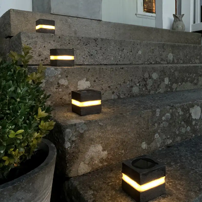 Solcellsdekoration Star Trading Stone Cube 8 cm MrkGr