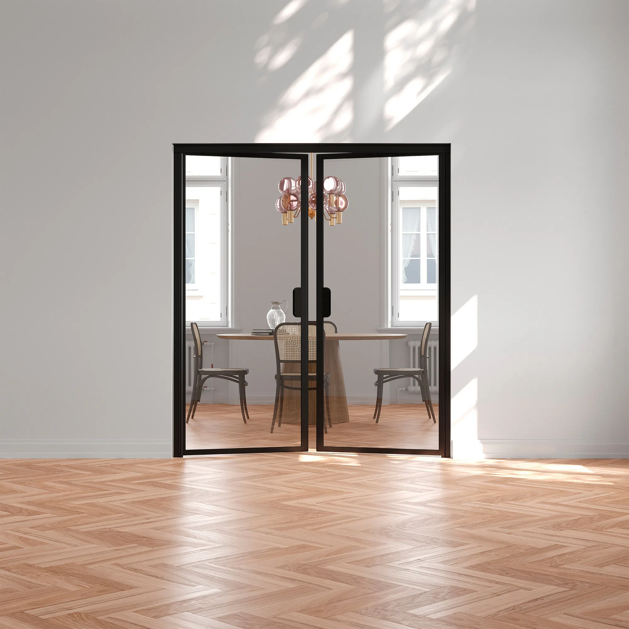 Bläk 775 New York Pardörr Svart, HxB: 2000x1400 mm, Klarglas