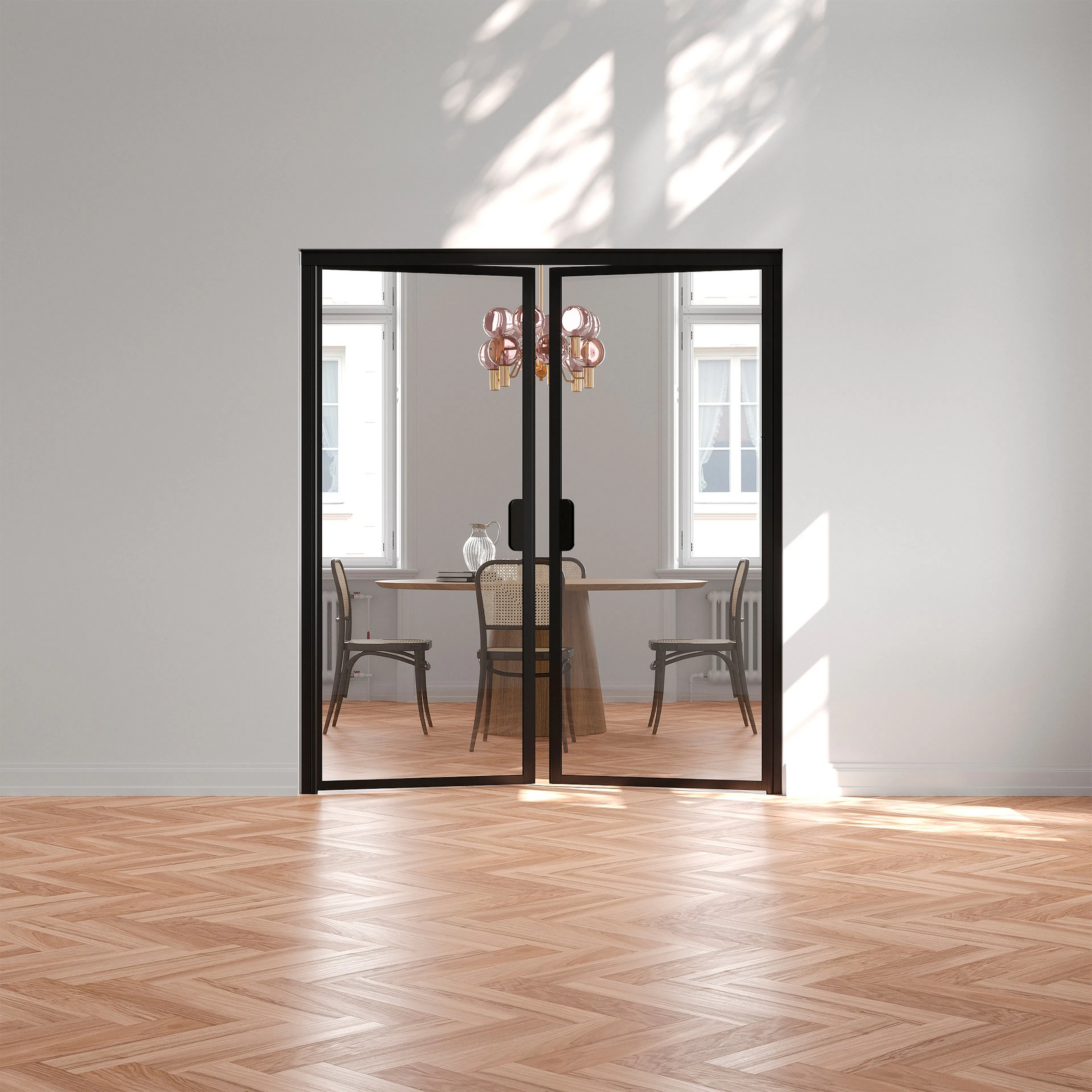 Bläk 775 New York Pardörr Svart, HxB: 2000x1400 mm, Klarglas