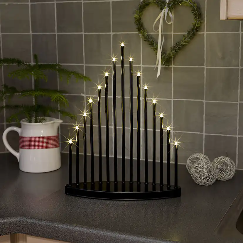 Adventsljusstake Gnosjö Konstsmide 15L LED Svart Metall