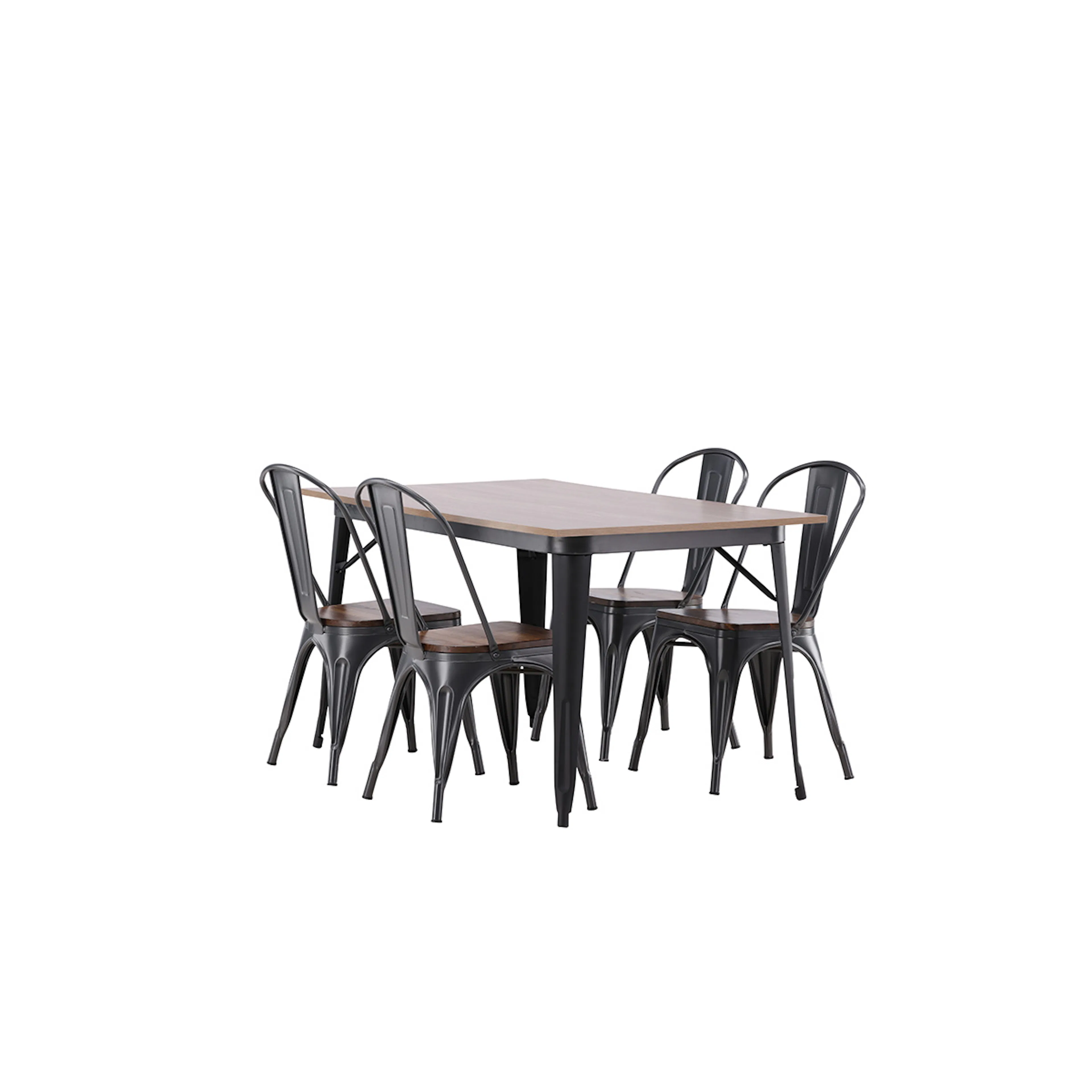 Tempe Dining Table - Black / Walnut MDF +Tempe Dining Chair Mörkgrå/Ek