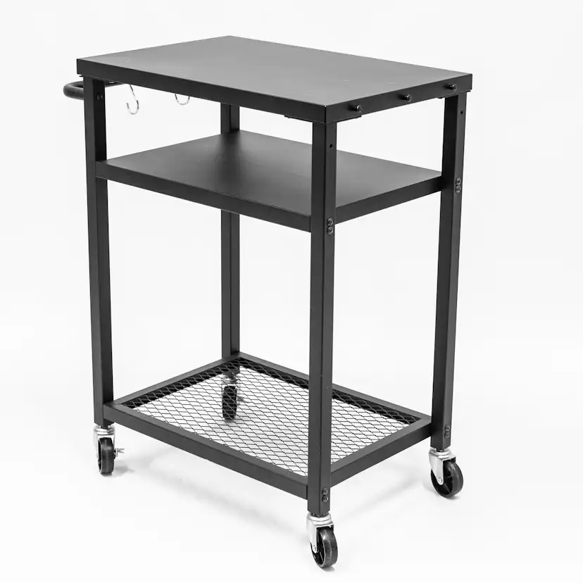 Bord NAPOLI Till Pizzaugn i Stål med Svängbara Hjul & Hylla