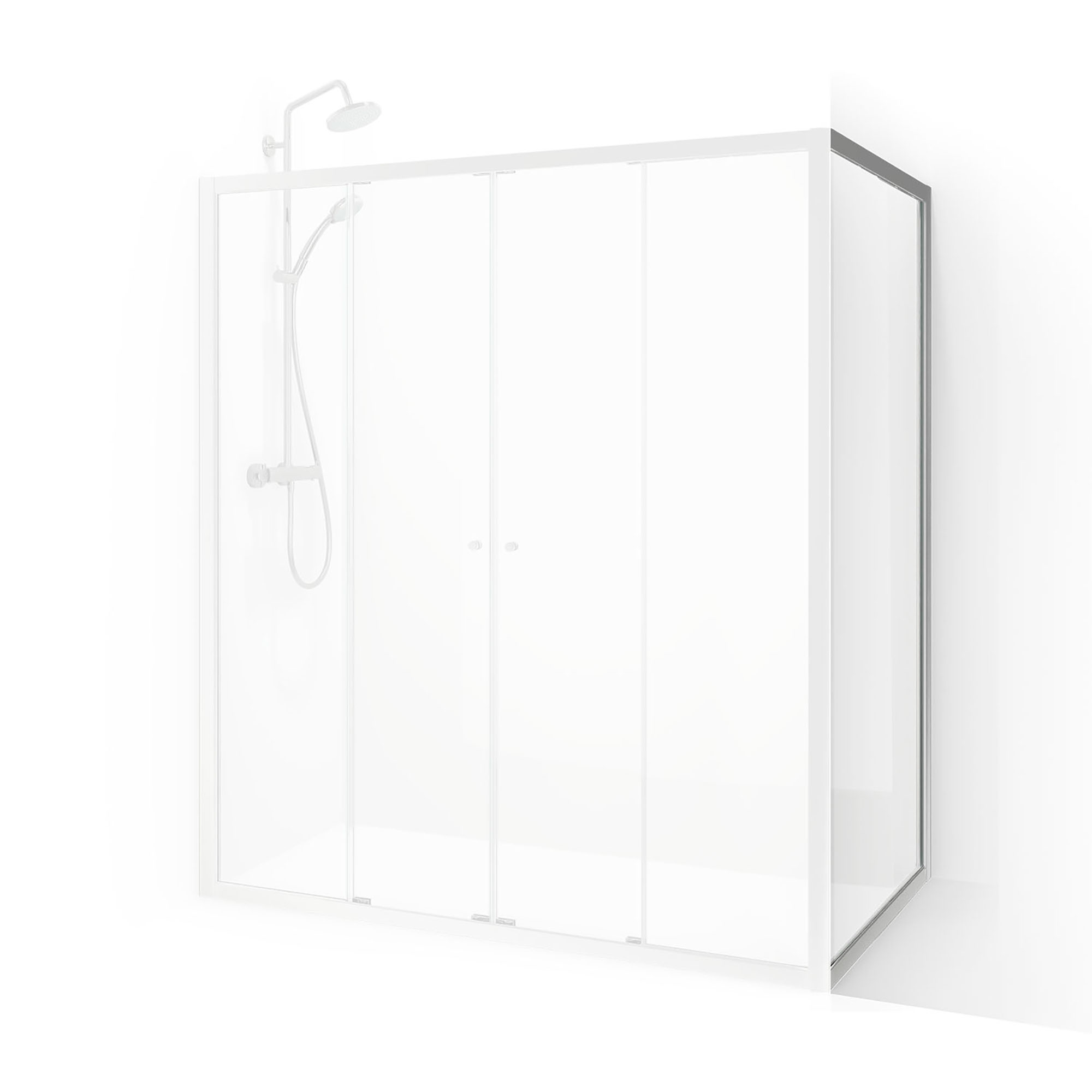 Flow Vinkelvagg 70 Nat Ic 700x1900 mm, Natur, Frostat Glas