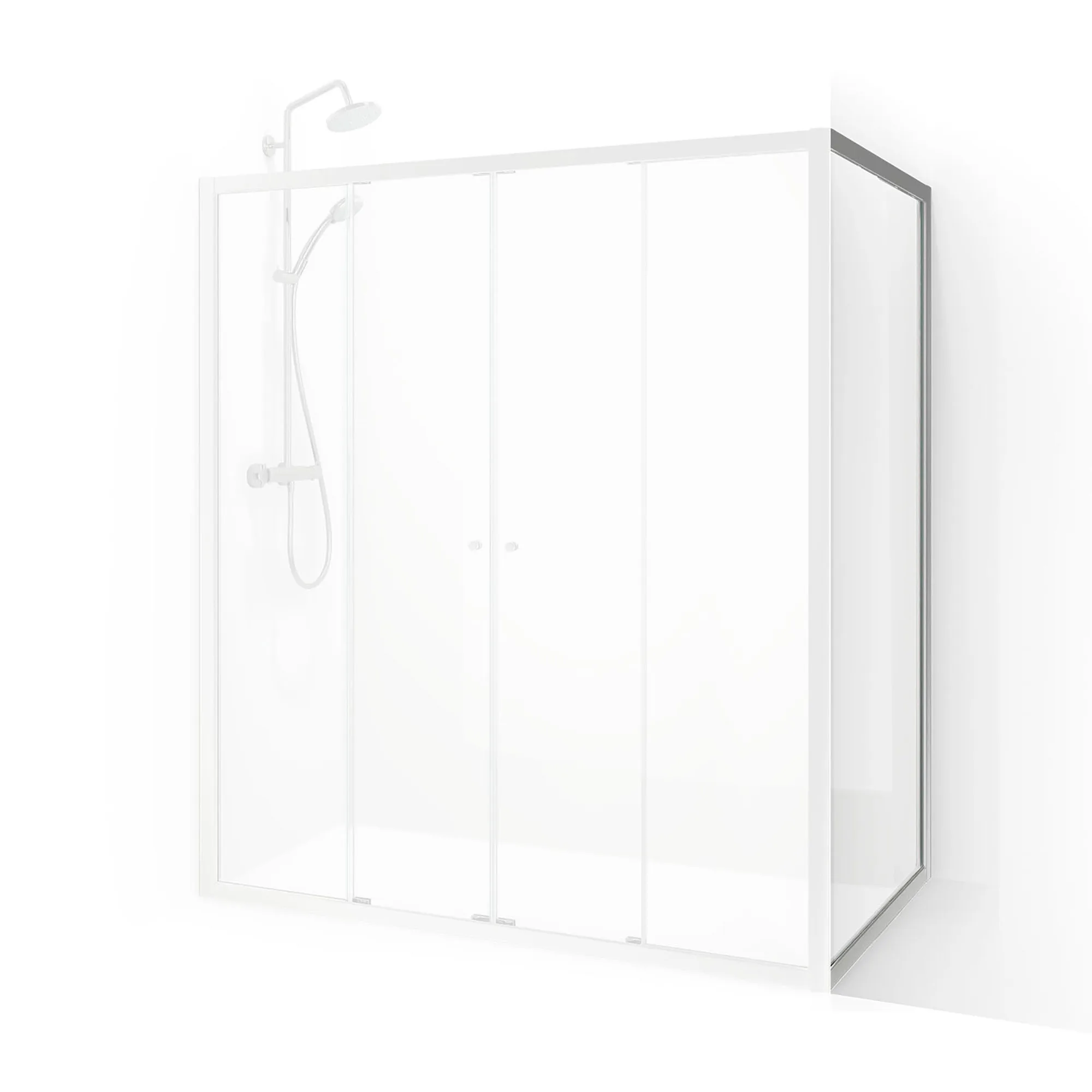 Flow Vinkelvagg 70 Nat Ic 700x1900 mm, Natur, Frostat Glas