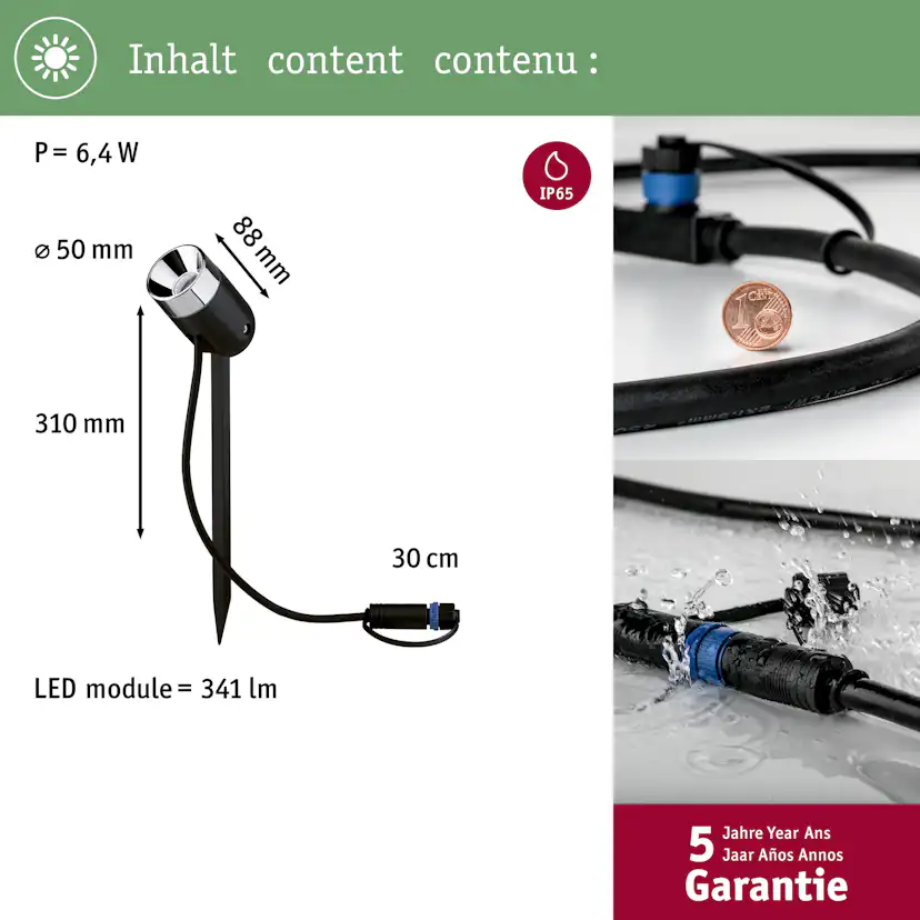 Spotlight Paulmann Pike Plug & Shine LED Pike IP65 24V