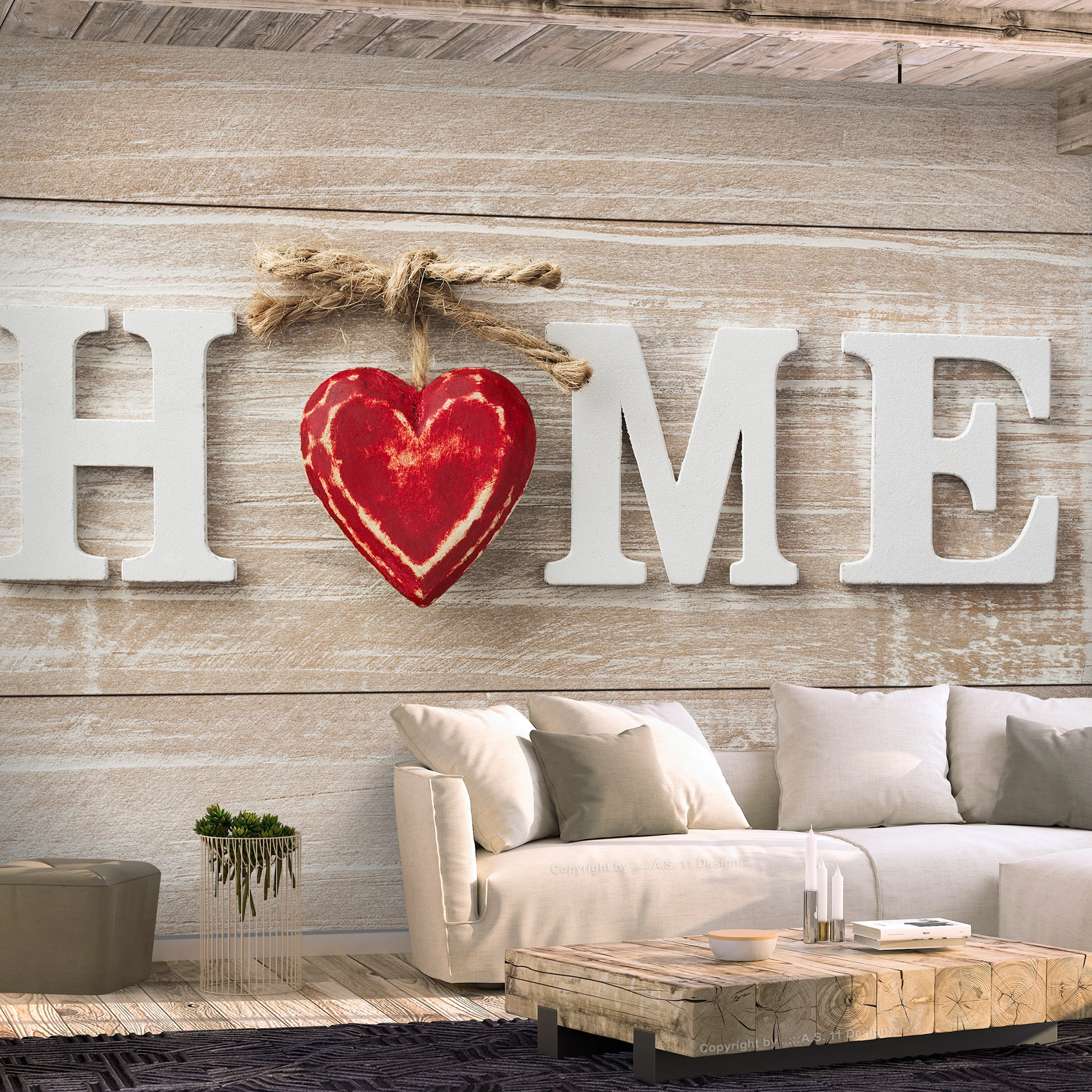 Fototapet Arkiio Självhäftande Home Heart Red
