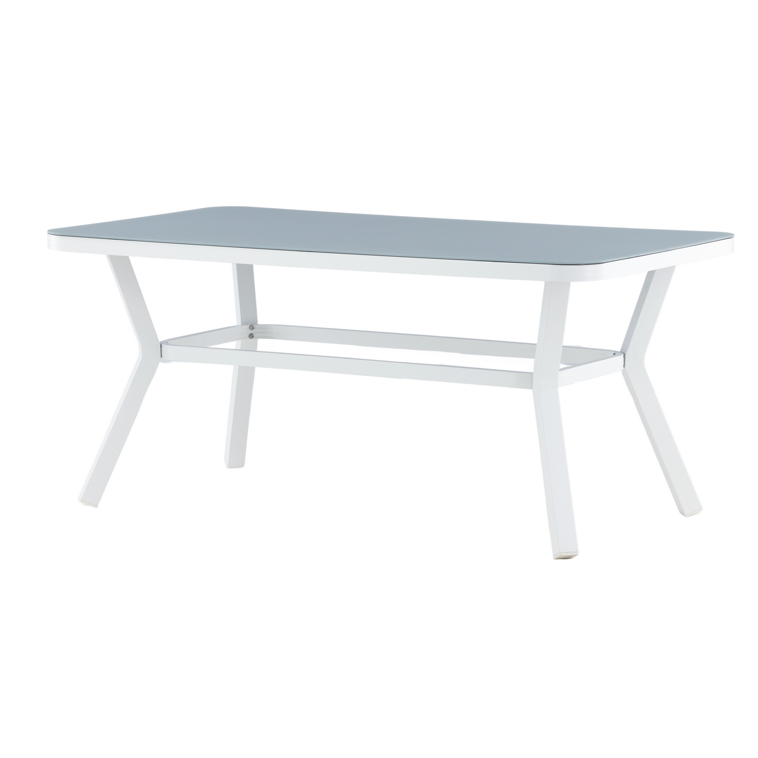 Virya Dining Table - White Alu / Grey Glass - small table Vit