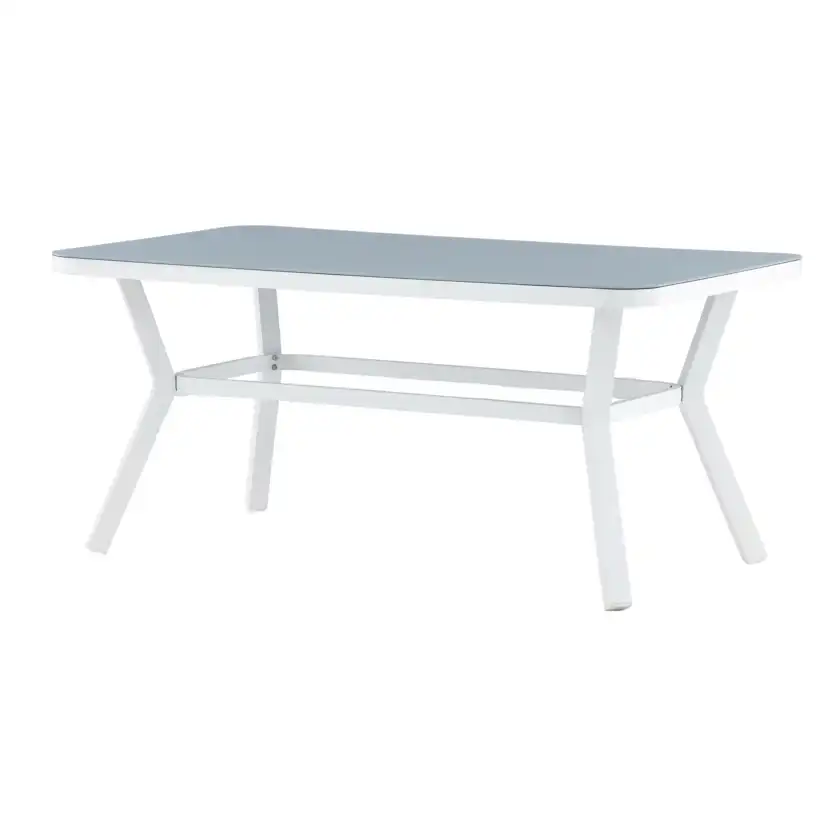 Virya Dining Table - White Alu / Grey Glass - small table Vit