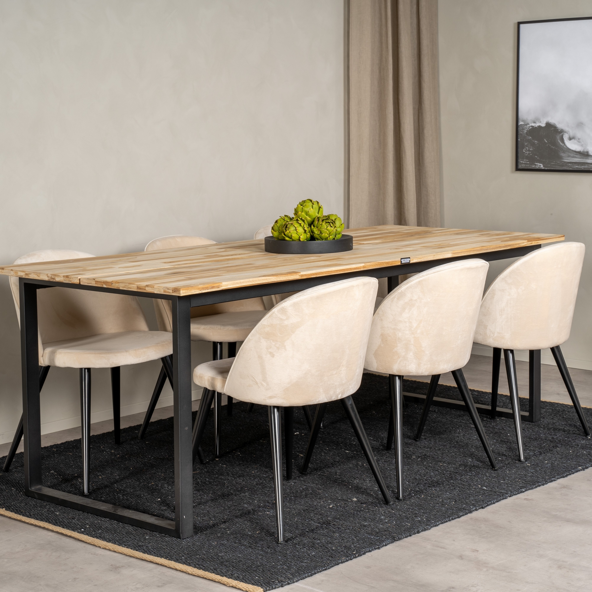 Matgrupp Venture Home Cirebon 200x90 med 6 Velvet Stolar