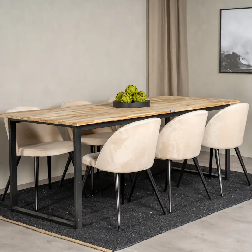 Matgrupp Venture Home Cirebon 200x90 med 6 Velvet Stolar