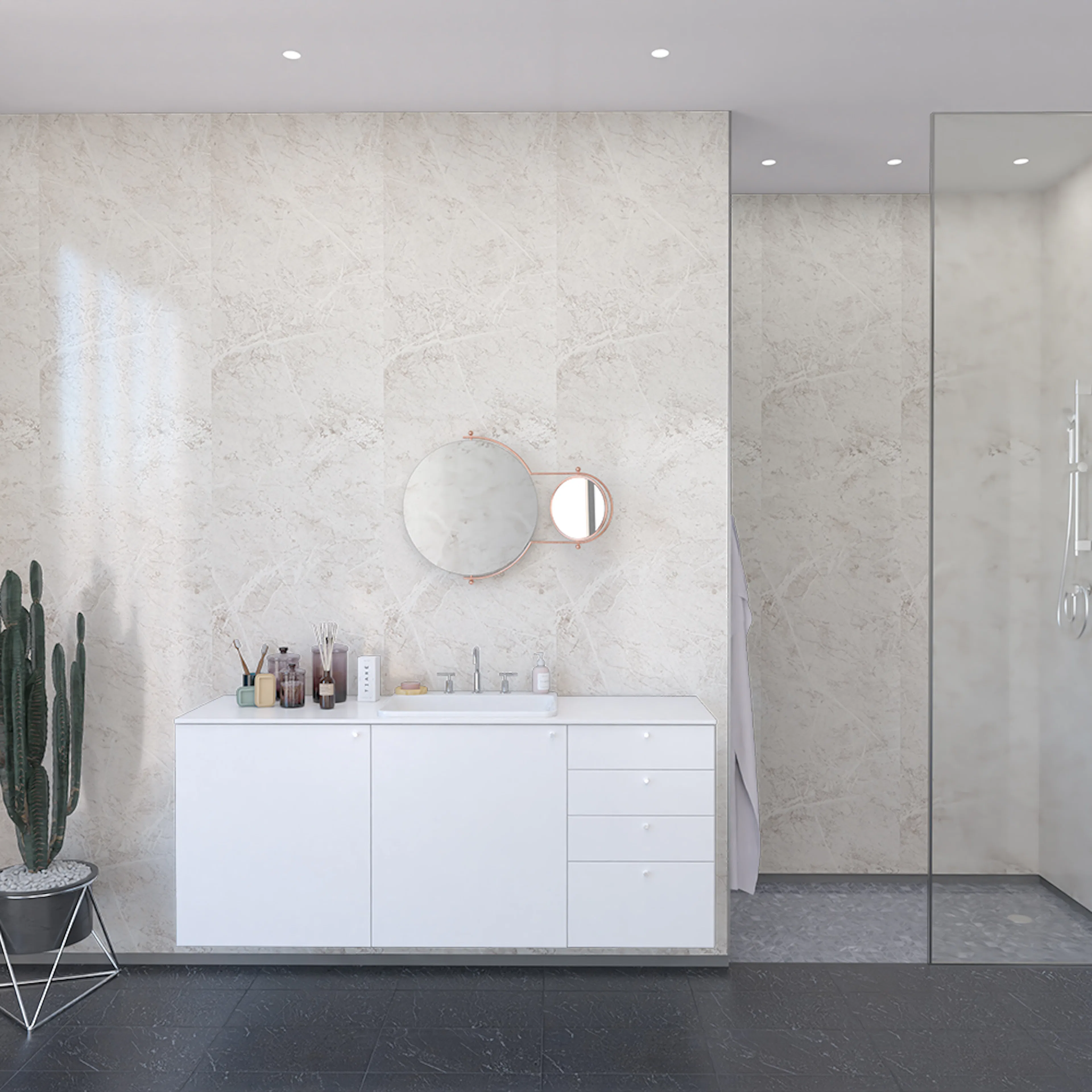 Våtrumsskiva Fibo White Marble 2273-L00 S
