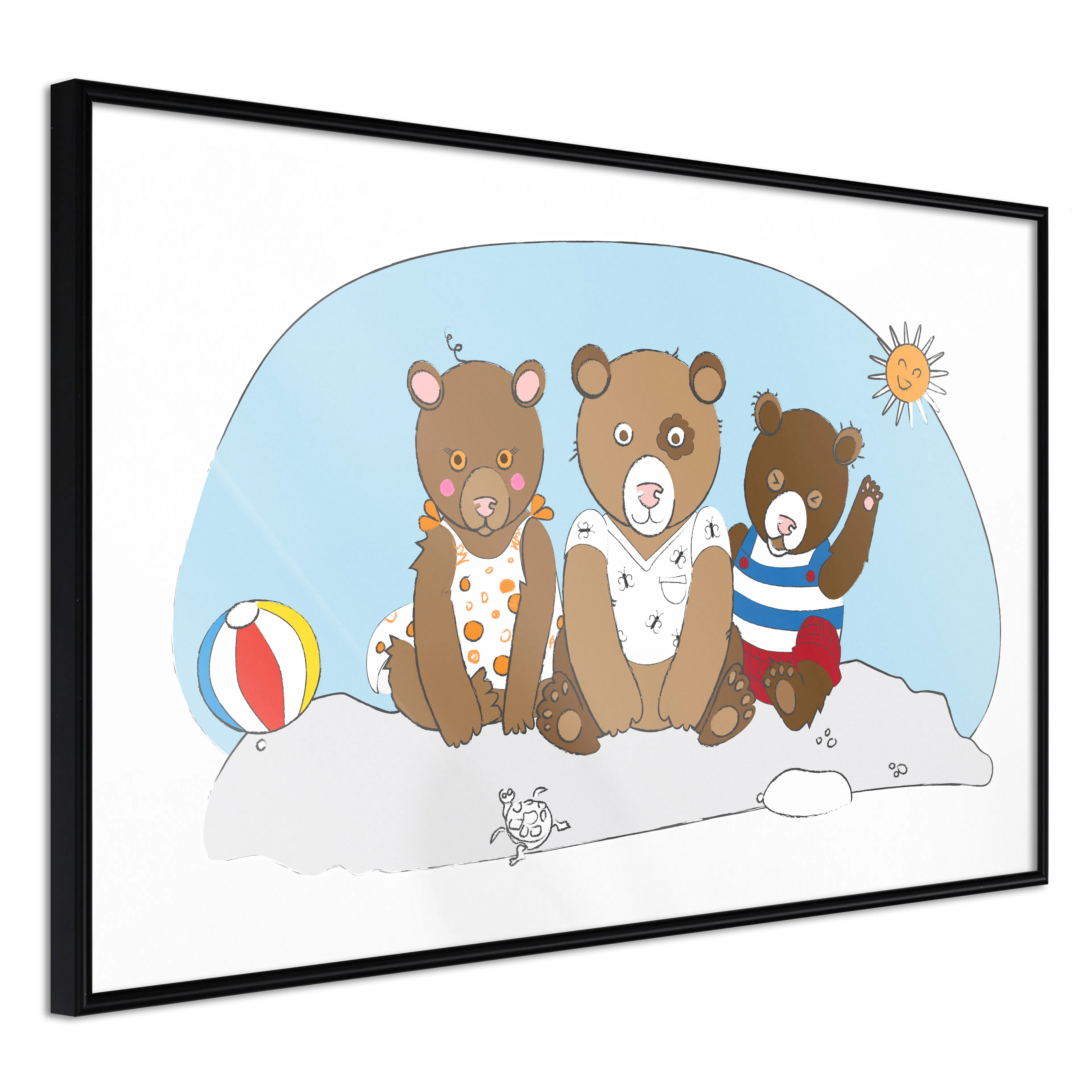 Affisch - Teddy Bears on the Beach [Poster] 60x40 Svart ram, 60x40 cm