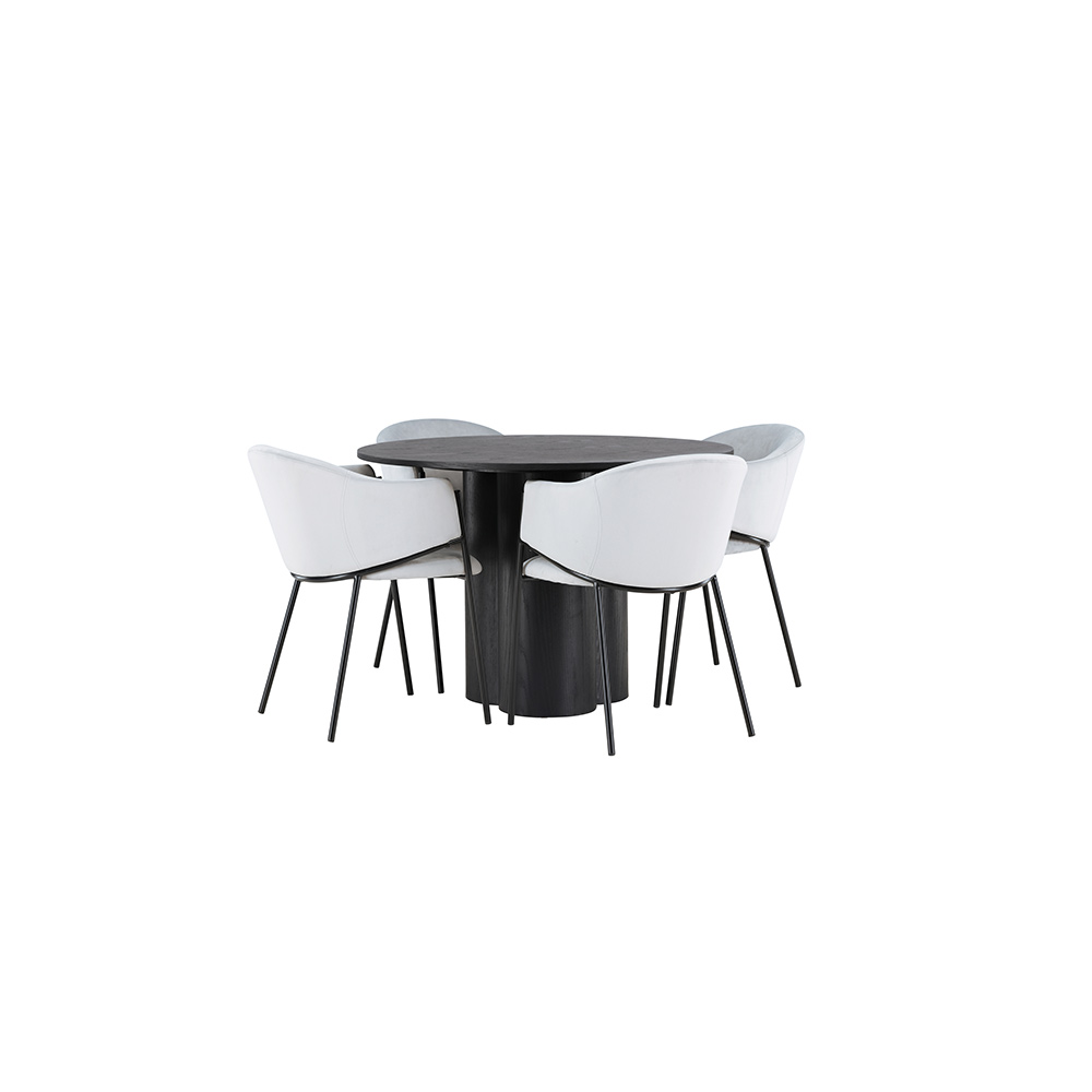 Matgrupp Venture Home Olivia Ø110 cm med 4 st Evelina stolar