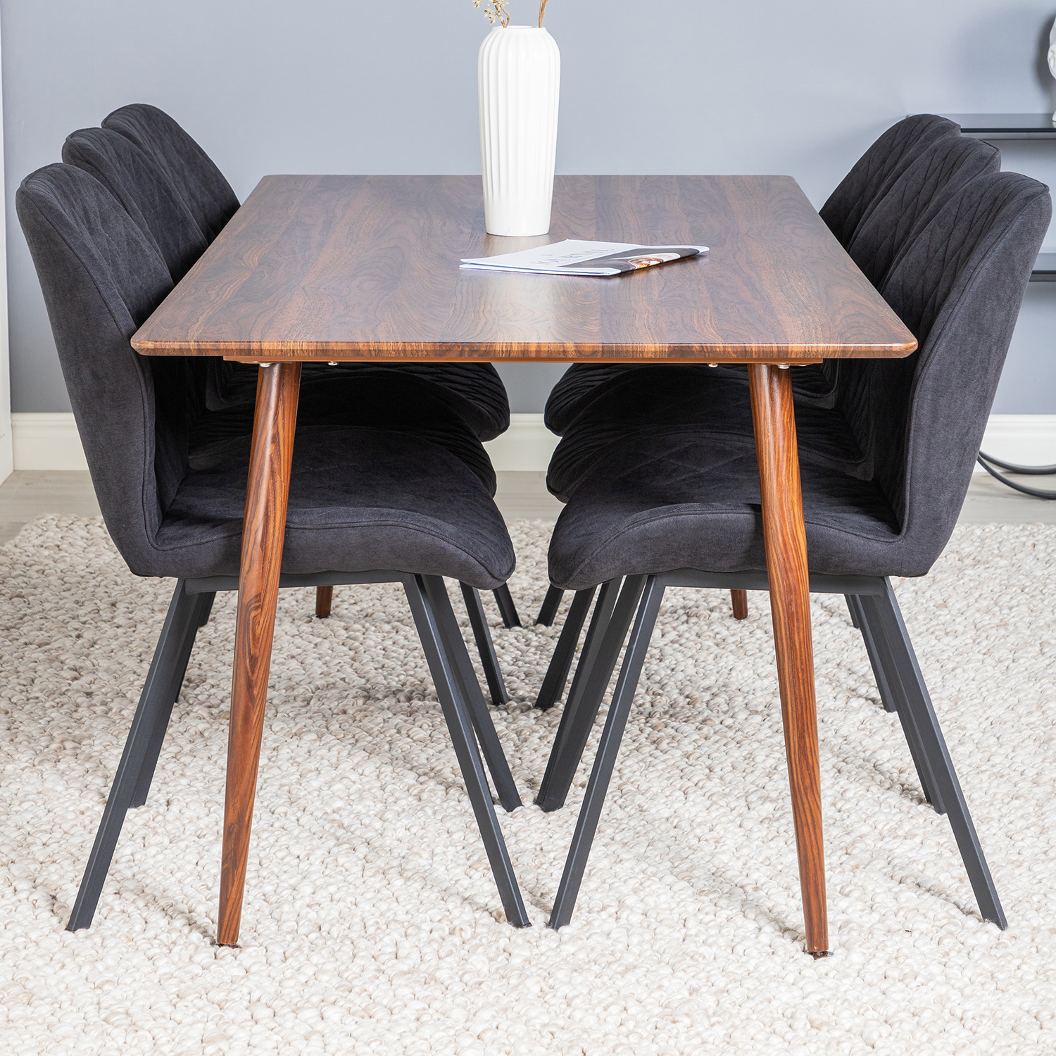 Polar Dining Table 180 cm+Gemma  Dining Chair Valnöt/Svart