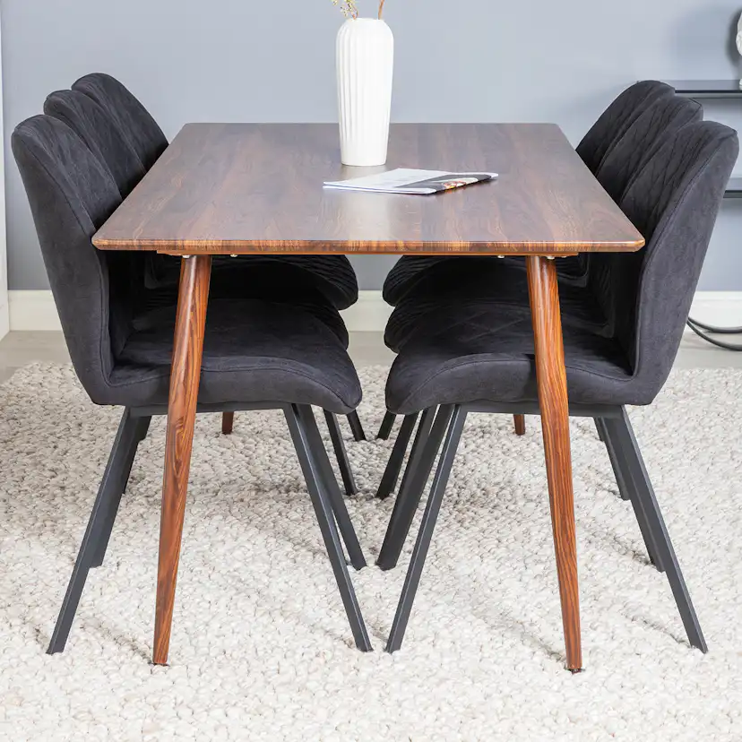 Polar Dining Table 180 cm+Gemma Dining Chair Valnöt/Svart