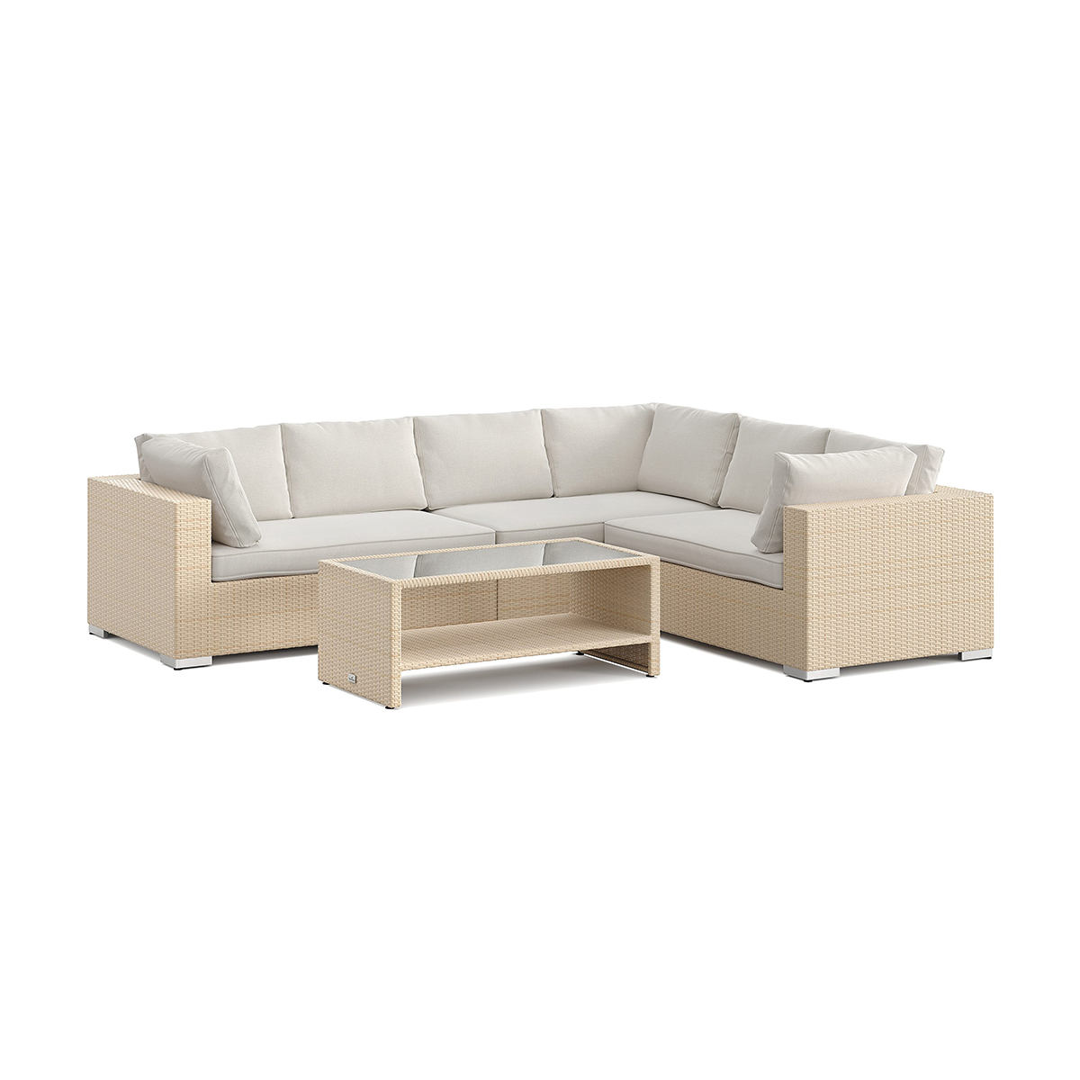 Bahamas L-soffa Vänster 6 sits- bord med hylla Beige