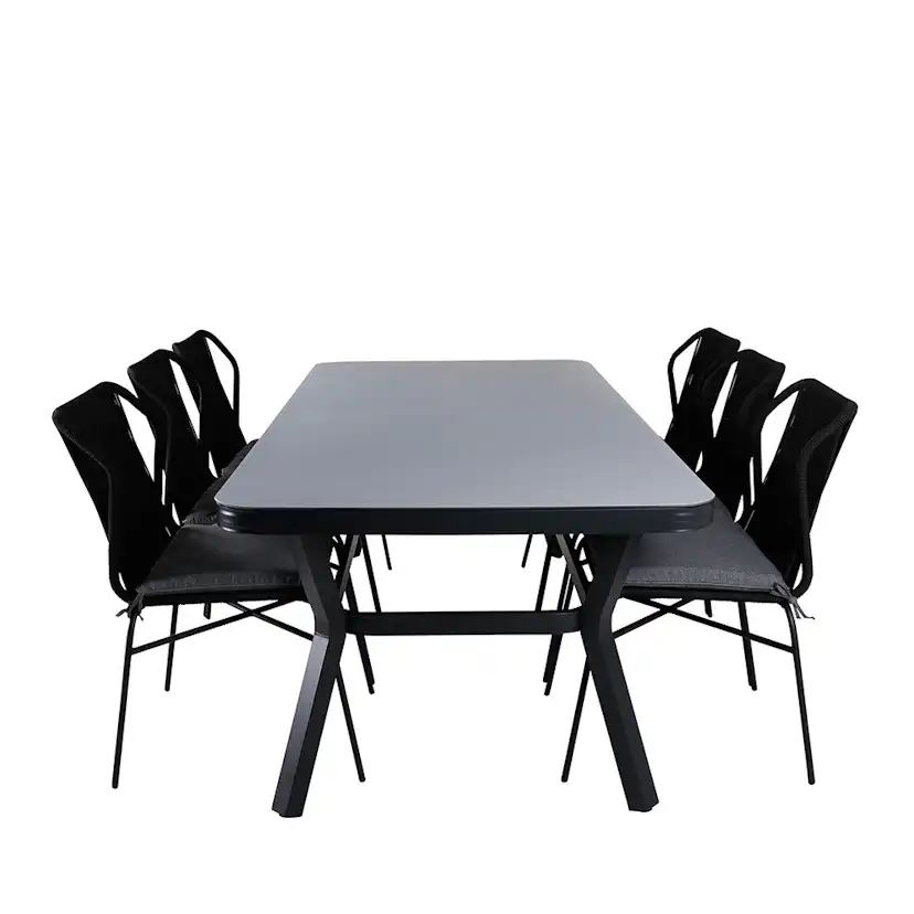 Matgrupp Venture Home Vyn med 6 Julle Stapelbara Matstolar