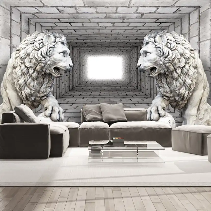 Fototapet Arkiio Självhäftande Stone Lions