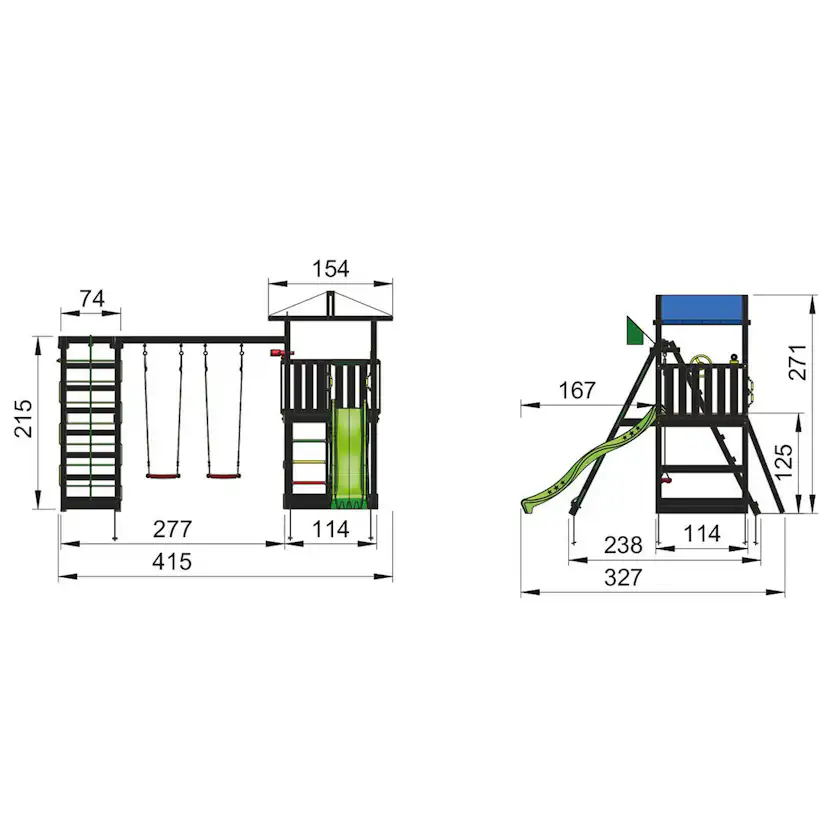 Lektorn Jungle Gym Hut Komplett Inkl Climb Module Xtra och Rutschkana