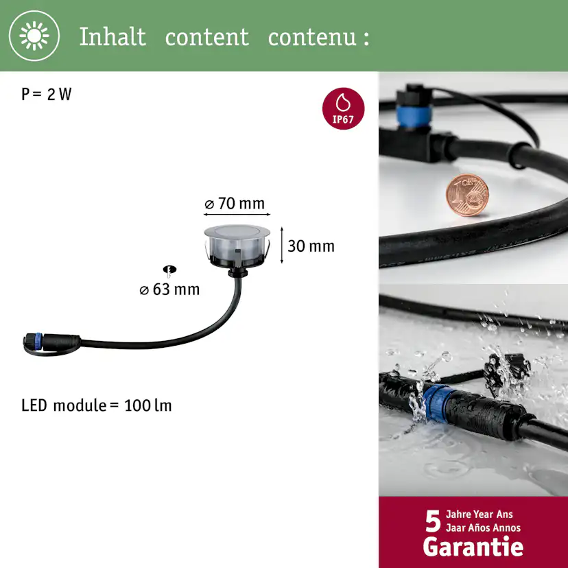 LED Infälld Markbelysning Paulmann Plug & Shine Floor Eco Spot IP67 24V