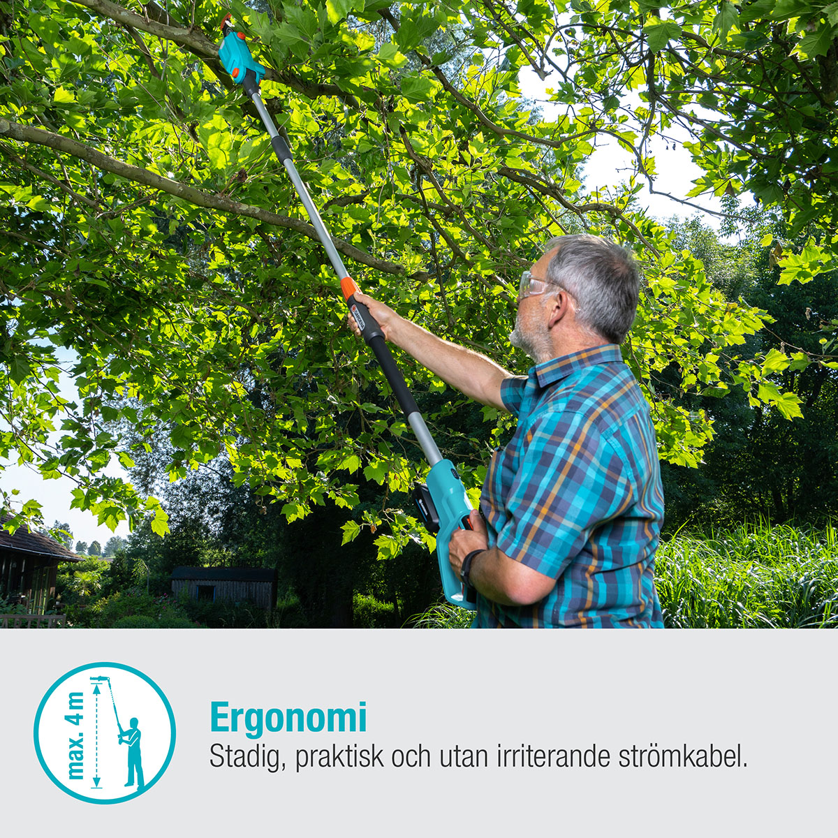 Teleskopisk Stångsåg Gardena TCS 20/18V P4A Komplett (2,5Ah batteri + standardladdare)