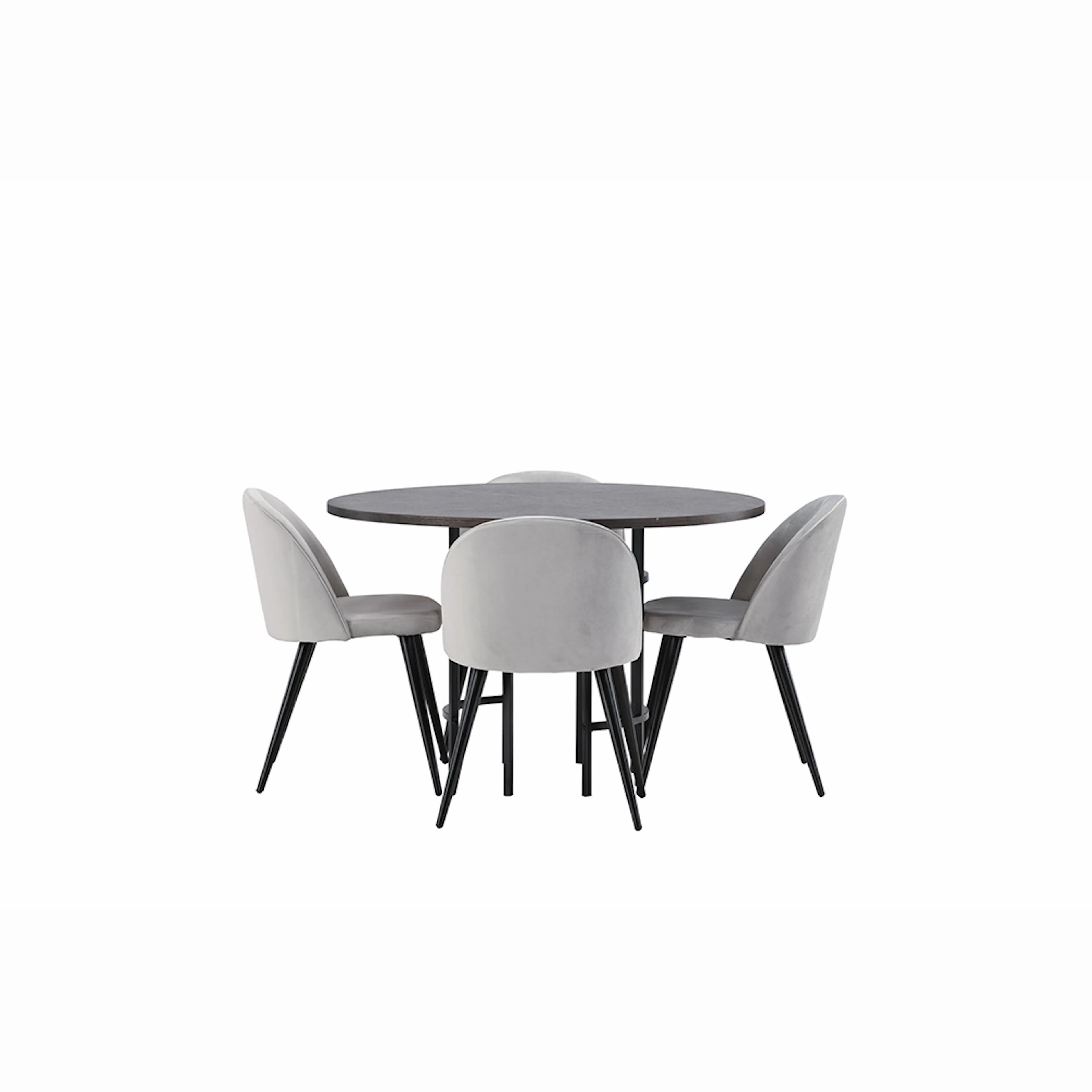 Copenhagen Dining Table - Black / Mocca Veneer +Velvet Dinin Grå/Ek