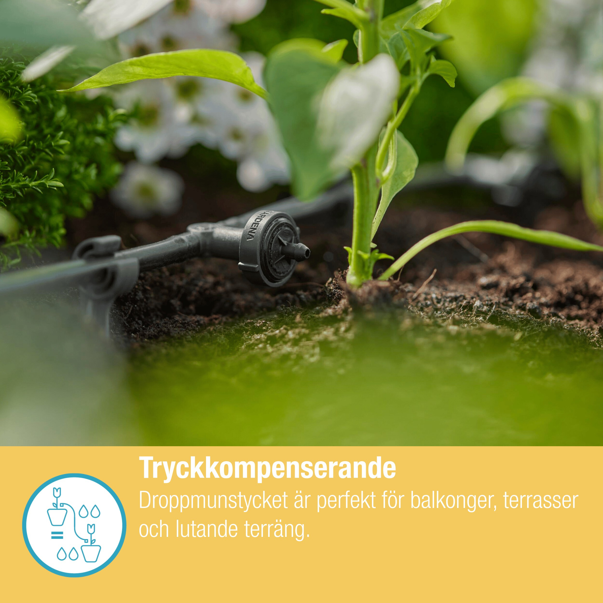 Droppspridare Gardena Micro-Drip Inline 2 l/h Tryckreglerande