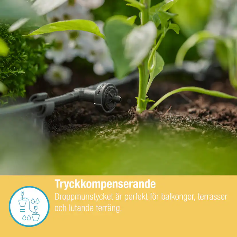 Droppspridare Gardena Micro-Drip Inline 2 l/h Tryckreglerande