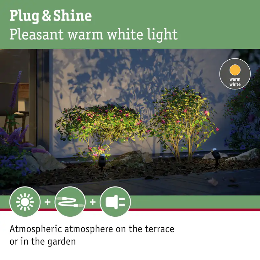 Spotlight Paulmann Pike Plug & Shine LED Pike IP65 24V 3-pack med Transformator och Kabel