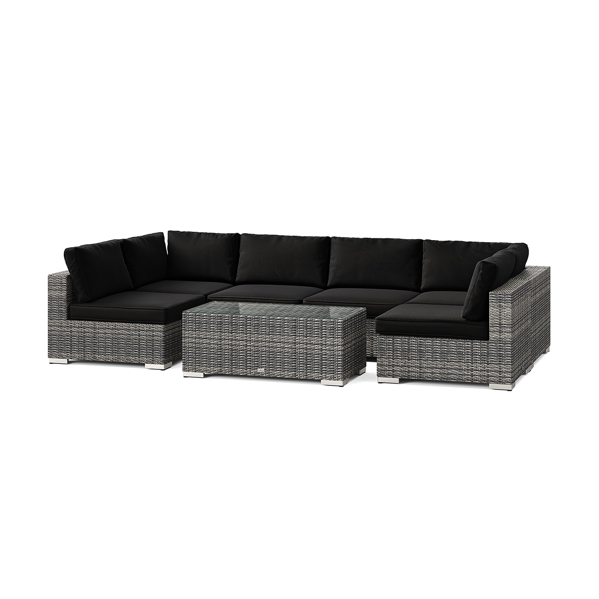 Loungegrupp Comfort Garden Bahamas U-formad utomhus loungegrupp med öppet avslut, 6-sits med bord