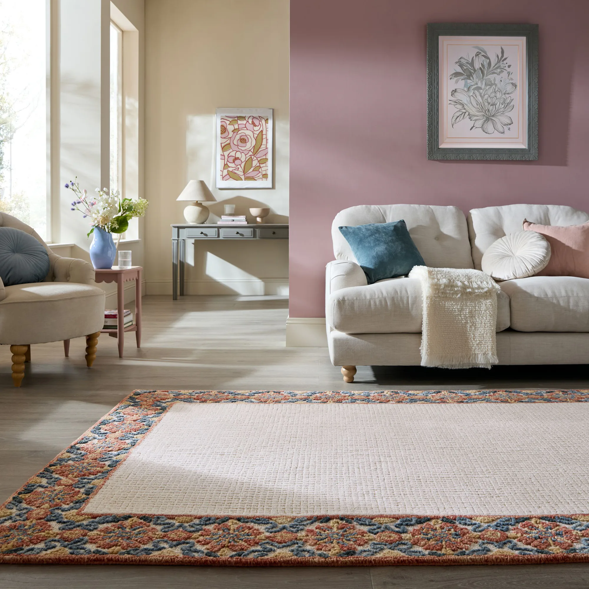 Rektangulär Matta Flair Rugs Myla Floral Frame