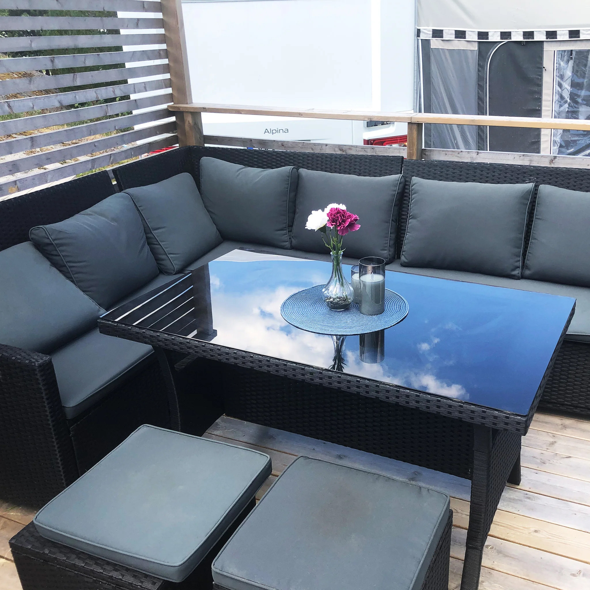 Exklusiv loungegrupp | Inbyggd förvaring | Svart Svart