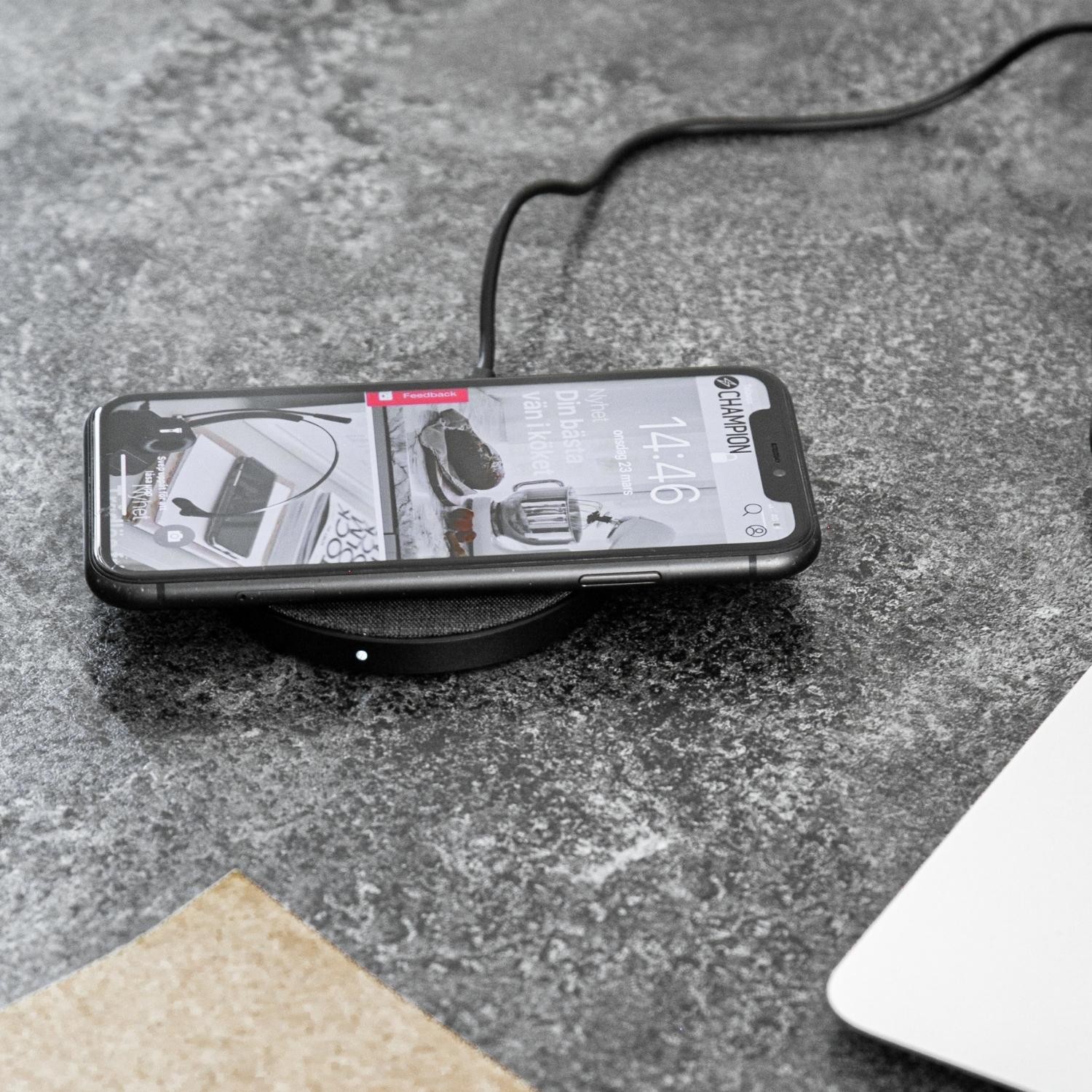 Trådlös Champion Laddare 10W QI Metall/Tyg