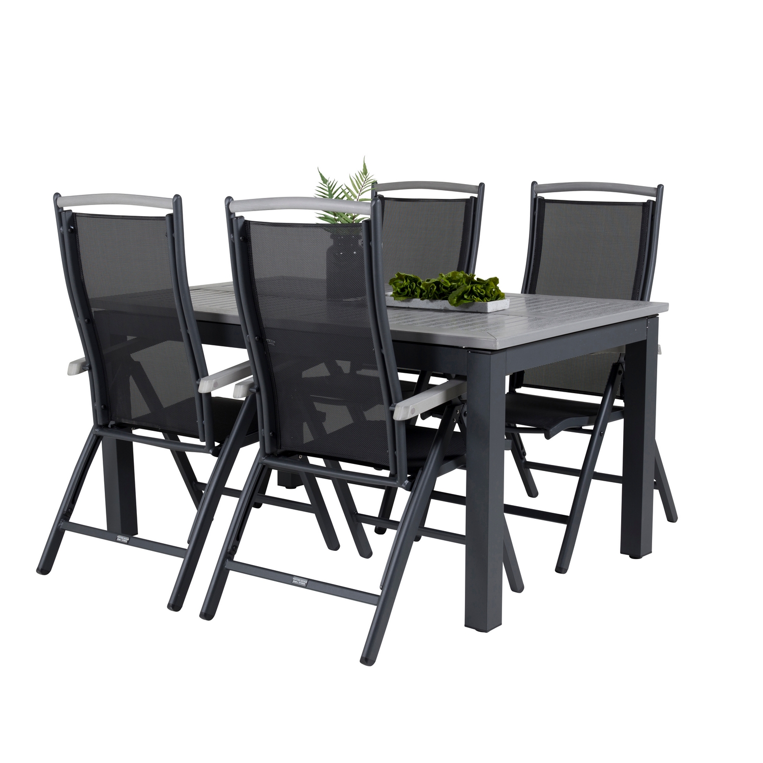 Albany Dining Table 160/240*100 - Svart Alu / Grey Aintwood+ Svart/Grå
