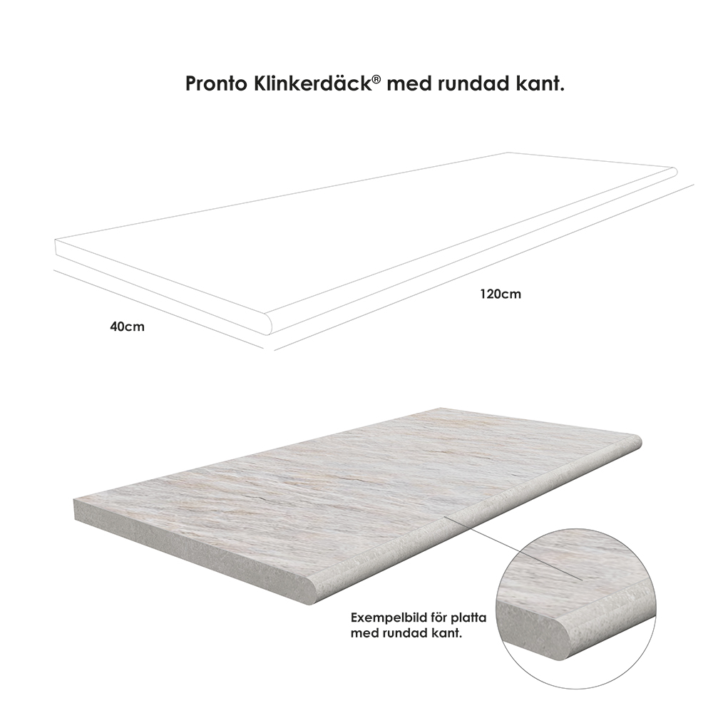Poolkant/trappsteg Pronto Klinkerdäck Cortina Calcite 40x120 cm